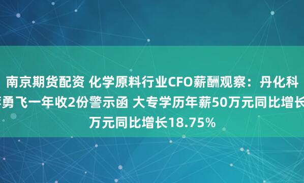 南京期货配资 化学原料行业CFO薪酬观察：丹化科技CFO蒋勇飞一年收2份警示函 大专学历年薪50万元同比增长18.75%