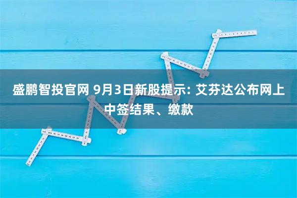 盛鹏智投官网 9月3日新股提示: 艾芬达公布网上中签结果、缴款